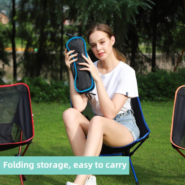 Ultralight Outdoor Folding Camping Chair Picnic Foldable Hiking Leisure Travel Beach Backpack Moon Chair Portable Fishing Chair - Image 4