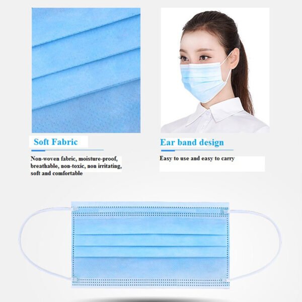 Professional Medical Mask Disposable 3-Ply Face Mask Antiviral Medical-Surgical Mask - Image 2