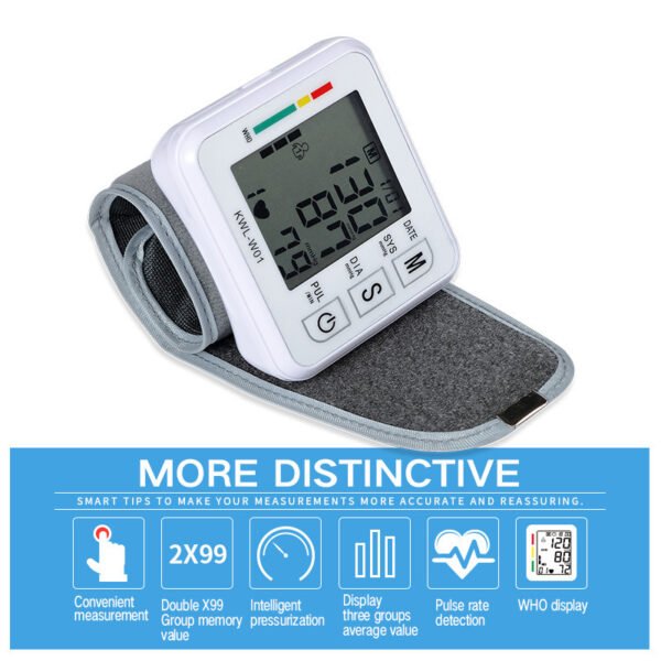 Medical Digital Wrist Blood Pressure Monitor Automatic Tonometr BP Measurement Presion Arterial Tensiometro Sphygmomanometer - Image 2