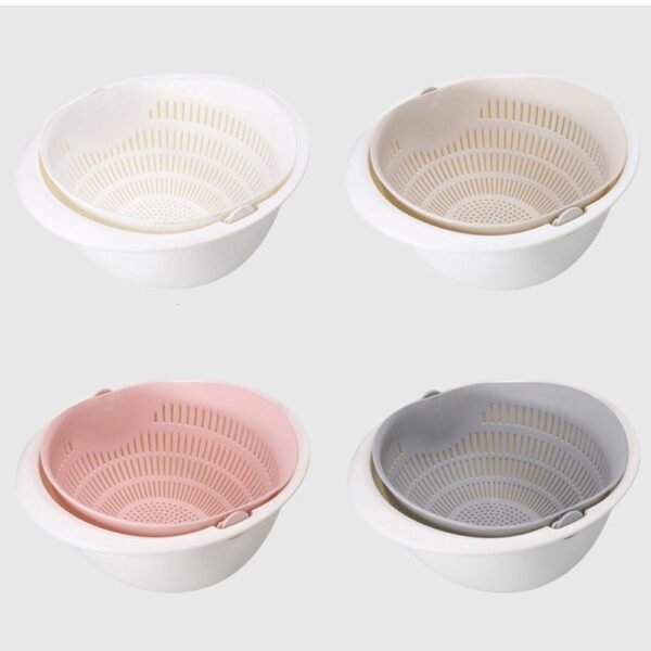 Portable detachable double-layer hollow fruit and vegetable cleaning drain basket Washed rice noodles - Image 4