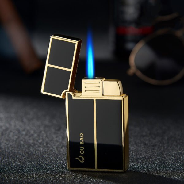 Bao B813 Gas Lighters Metal Langsheng Steel Tone Direct Punching Windproof Blue Flame Electronic Lighter - Image 4