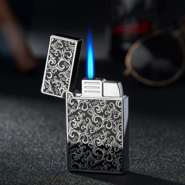 Bao B813 Gas Lighters Metal Langsheng Steel Tone Direct Punching Windproof Blue Flame Electronic Lighter - Image 8