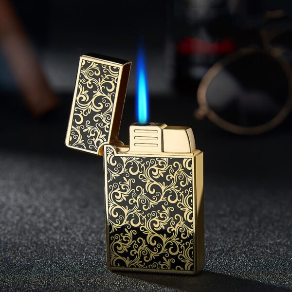 Bao B813 Gas Lighters Metal Langsheng Steel Tone Direct Punching Windproof Blue Flame Electronic Lighter - Image 7