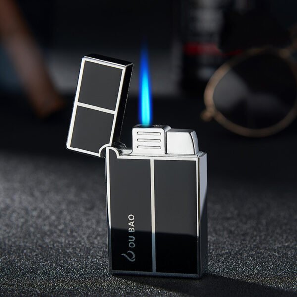 Bao B813 Gas Lighters Metal Langsheng Steel Tone Direct Punching Windproof Blue Flame Electronic Lighter - Image 10