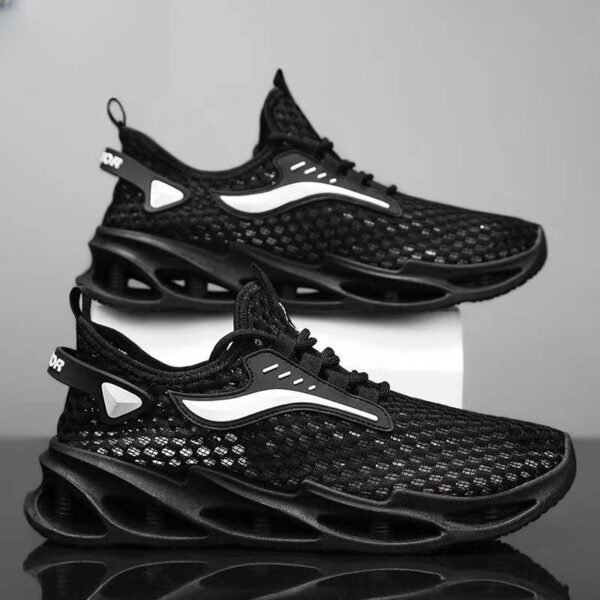 Men's Lace-up Sneakers Mesh Sports Shoes Fashion Hollow-sole Low Top Running Shoes - Image 3