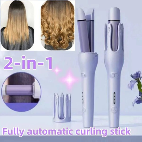 New 2 In 1 Automatic Hair Curler Straightener Negative Ion Electric Ceramic Fast Heating Rotating Magic Curler