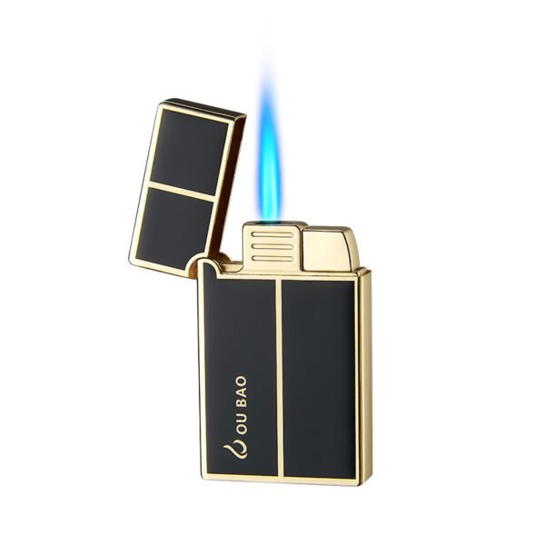 Bao B813 Gas Lighters Metal Langsheng Steel Tone Direct Punching Windproof Blue Flame Electronic Lighter - Image 2