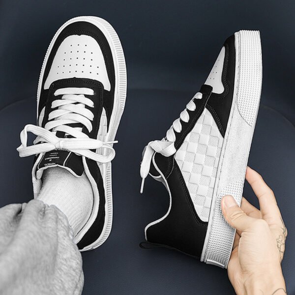 Casual Lace-up Sneakers Men Fashion Breathable Plaid Flats Shoes - Image 3